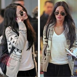 TNA Beige and Black COWICHAN Patterned Cardigan